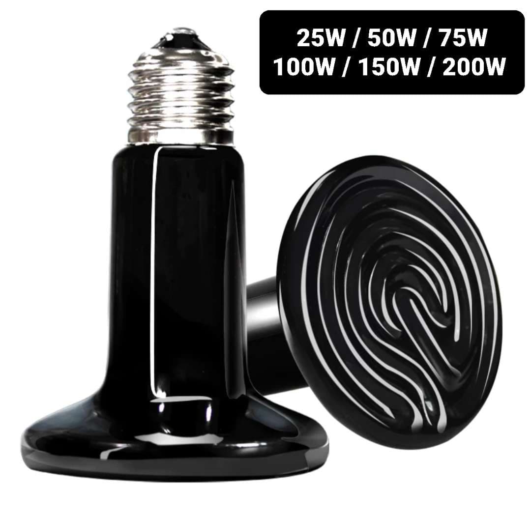 Lâmpadas de aquecimento em cerâmica 25W/ 50W/ 75W/ 100W/ 150W e 200W - NOVAS